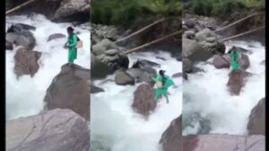 Viral Video: नवजात शिशु की बच जाए जान इसलिए नर्स ने उफनते नाले से लगाई छलांग, वीडियो…