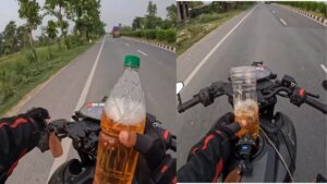 Viral Video: चलती बाइक में बंदे ने बोतल से डाला पेट्रोल, फिर दिखाया ऐसा स्टंट……
