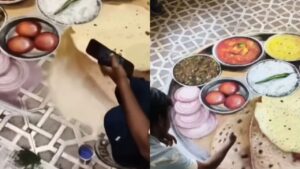 Viral Video: फर्श पर कलाकारी दिखाकर बंदे ने बना खाने से भरी थाली, बारीकी देख उड़े…