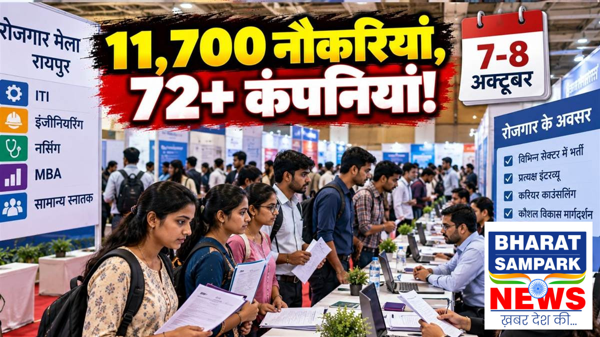 आज रायपुर रोजगार मेला में 11,700 पदों पर भर्तियों के लिए आएंगी 72 से ज्यादा कंपनियां