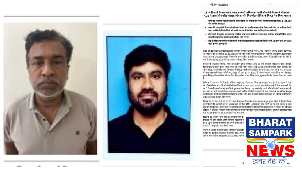 बिलासपुर में 5 करोड़ के फर्जी लोन घोटाले का पर्दाफाश, EOW-ACB ने पेश किया चालान, दो आरोपी घेरे में